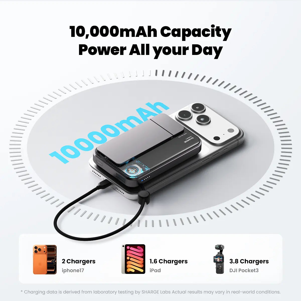 SHARGE ICEMAG 3 Power Bank(35W, 10K, Qi2.2 25W, Built-in Cable)