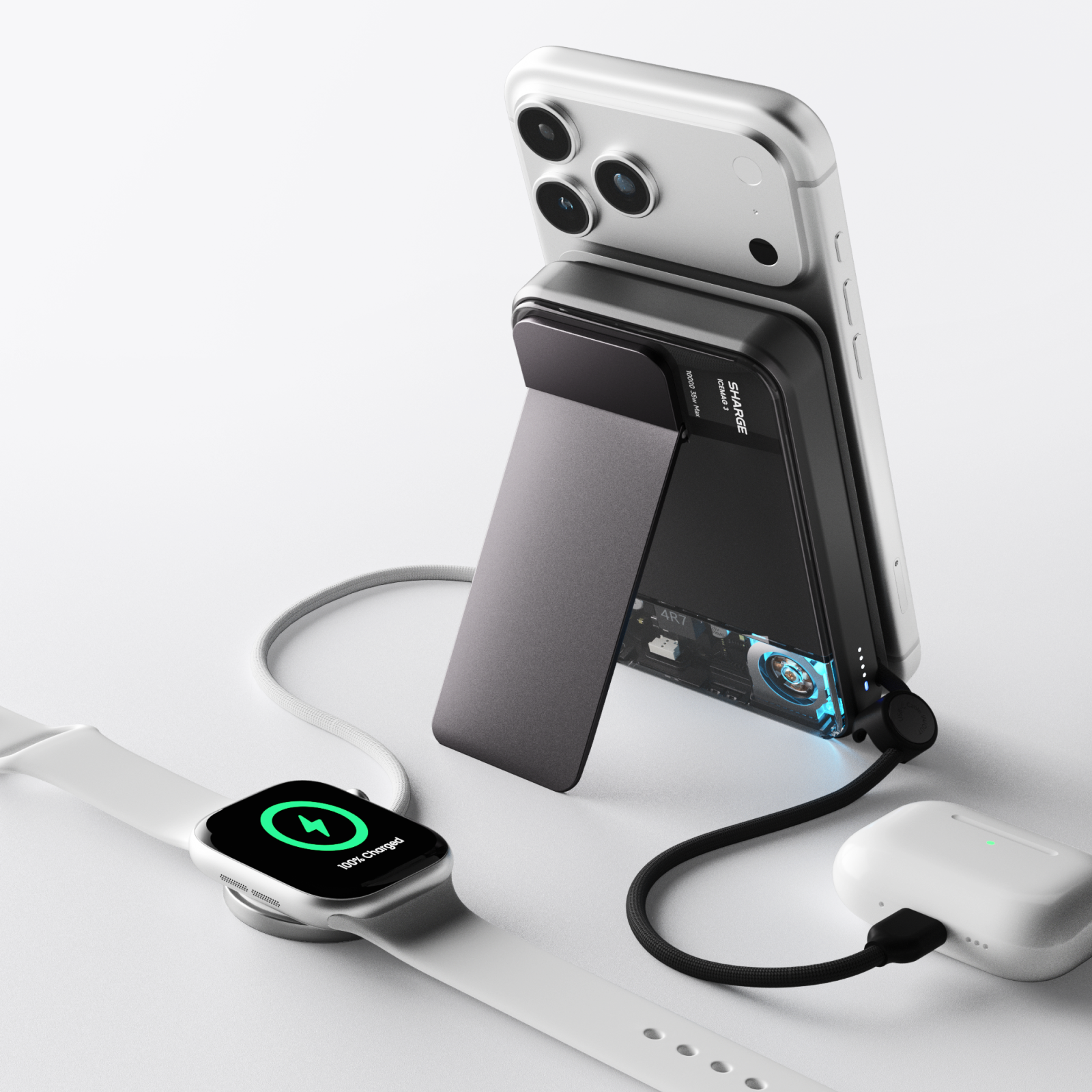 SHARGE ICEMAG 3 Power Bank(35W, 10K, Qi2.2 25W, Built-in Cable)