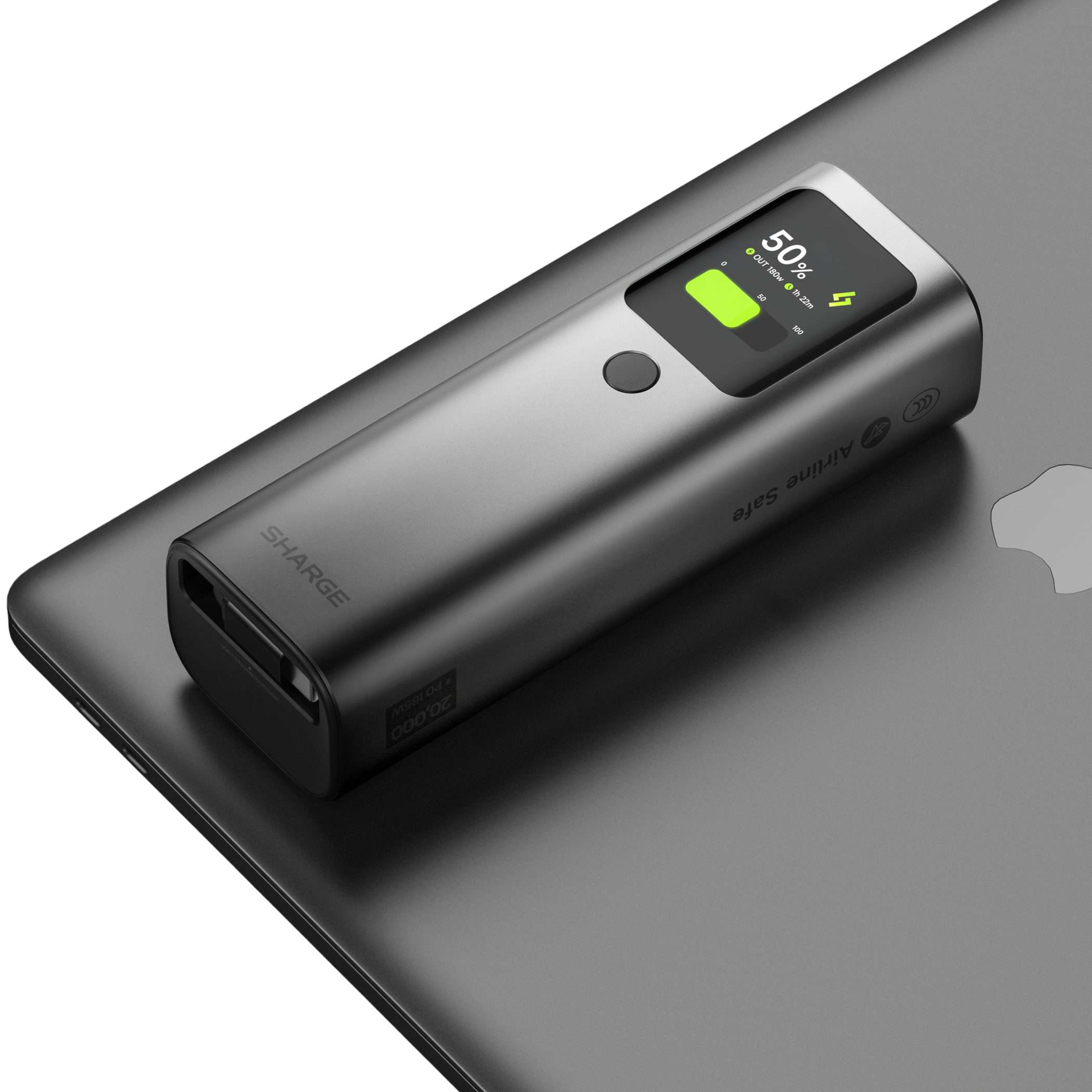SHARGE Retractable 165 Power Bank (165W, 20K, Built-in Cable)
