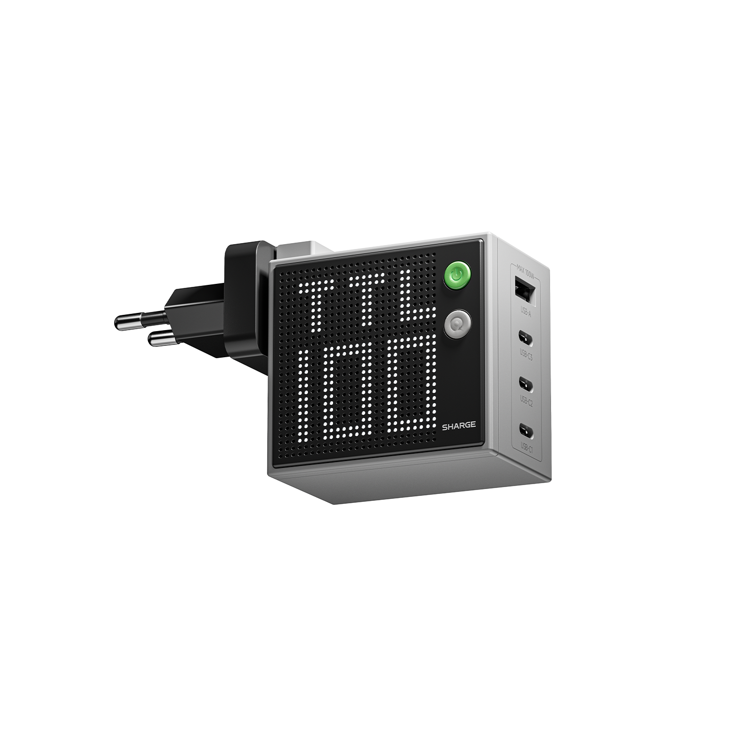 SHARGE Pixel 100 / 140 GaN Charger (67/100/140W, 3 Ports,Dot-Matrix Display)