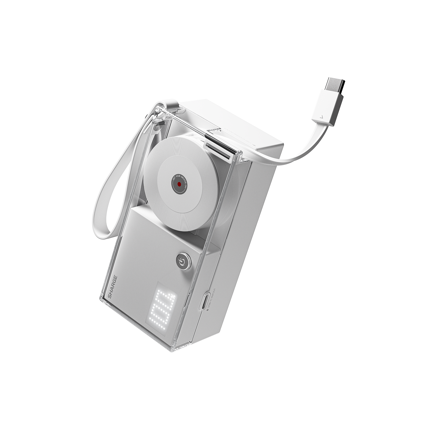 SHARGE Retractable 3-in-1 Power Bank(30W, 10K, Dot-Matrix Display)