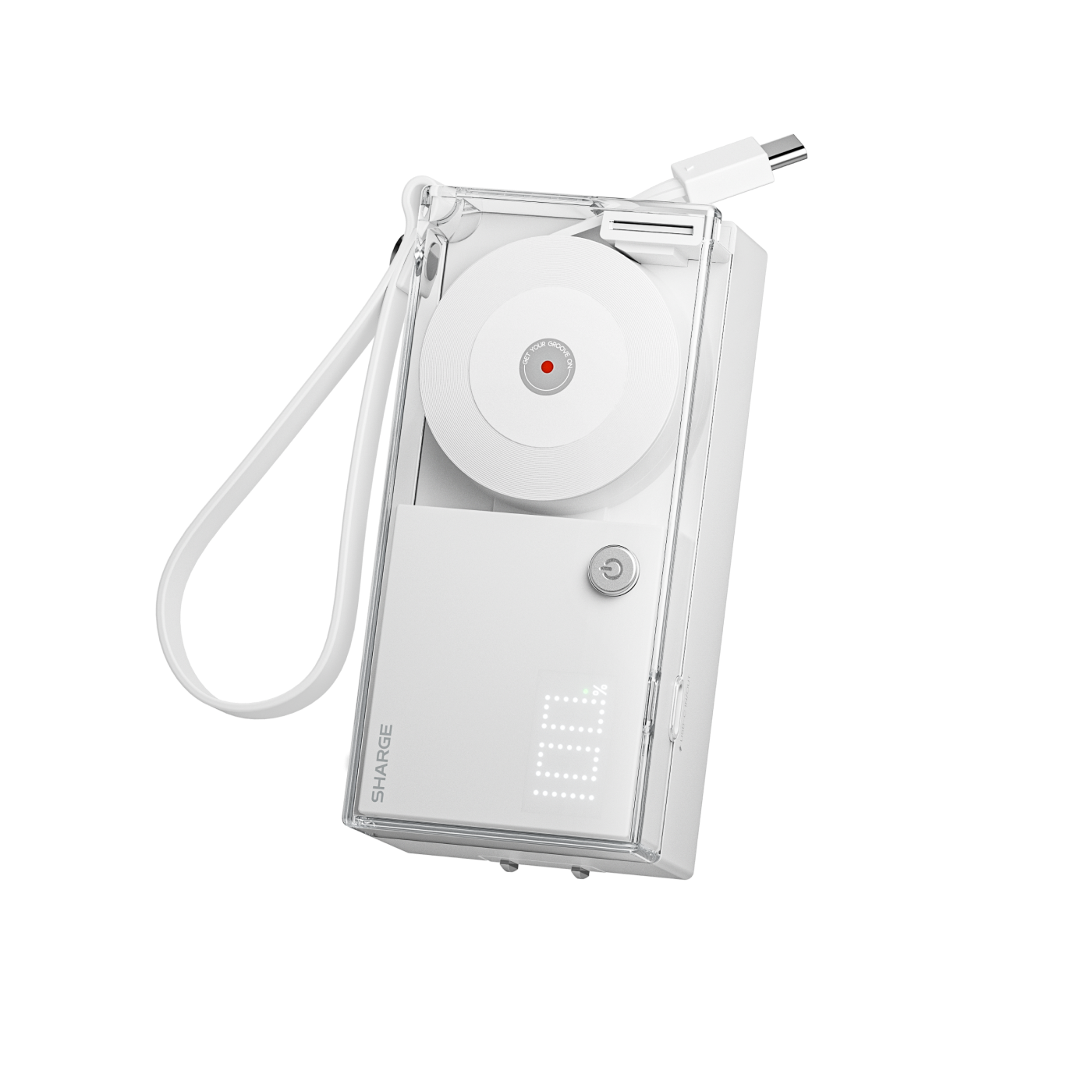 SHARGE Retractable 3-in-1 Power Bank(30W, 10K, Dot-Matrix Display)